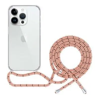 Spello Crossbody kryt se šňůrkou pro iPhone 15 Plus transparentní / růžová šňůrka