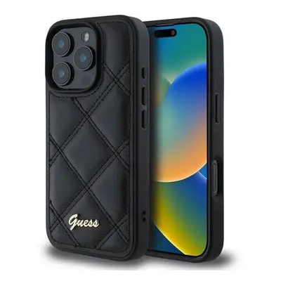 Guess PU Leather Quilted Zadní Kryt pro iPhone 16 Pro Max Black