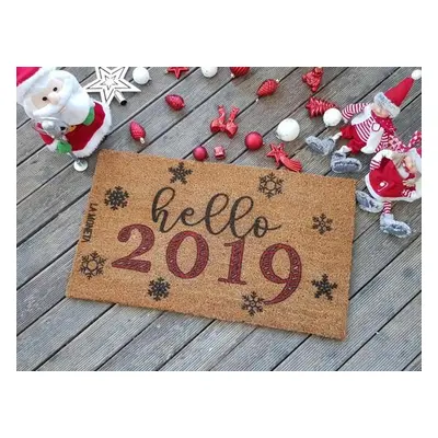 Aberto Design Coco Doormat Hello 2019 BrownBlack