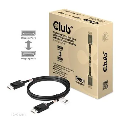 Club3D Kabel DisplayPort 2.1 na DisplayPort 2.1 4K120Hz/8K60Hz HDR (M/M), 1.2m, černá