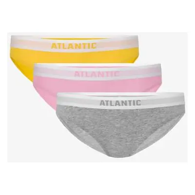 Atlantic Dámské bikiny kalhotky 3Pack - žlutá/růžová/světle šedá Velikost: M, Žlutá