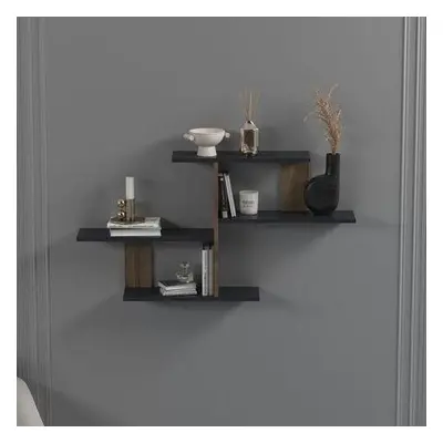 Hanah Home Wall Shelf Sitil - Anthracite, Walnut