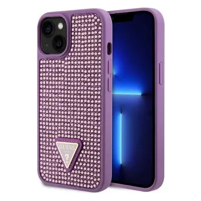 Guess Rhinestones Triangle Metal Logo Kryt pro iPhone 13 Purple