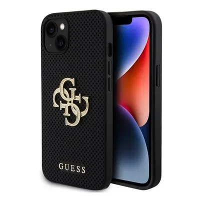 Guess PU Perforated 4G Glitter Metal Logo Zadní Kryt pro iPhone 15 Black