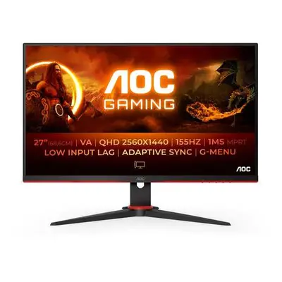 AOC/Q27G2E/27"/VA/QHD/155Hz/1ms/Blck-Red/3R, Q27G2E/BK