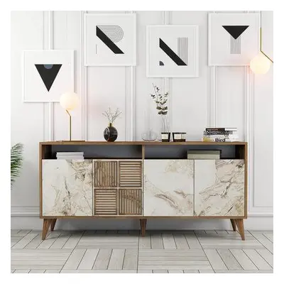 Hanah Home Console Milan 160 - Walnut, White Marble