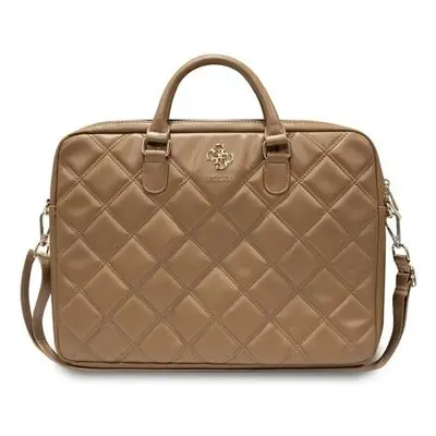 Guess PU Quilted 4G Metal Logo Computer Bag 15/16" hnědý