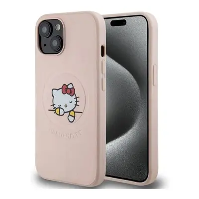 Hello Kitty PU Kitty Asleep Logo MagSafe Kryt iPhone 15 růžový