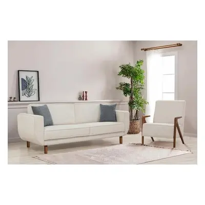 Atelier del Sofa Sofa-Bed Set Larus Wood Set - Walnut, Cream