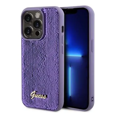 Guess Sequin Script Logo Zadní Kryt pro iPhone 14 Pro Max Purple