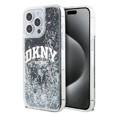 DKNY Liquid Glitter Arch Logo Zadní Kryt pro iPhone 14 Pro Max Black