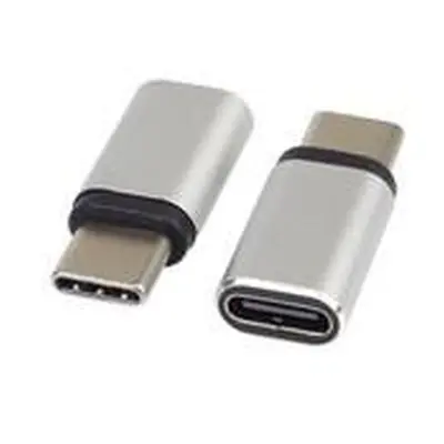 PremiumCord Adaptér USB-C Female - USB-C Male, stříbrná