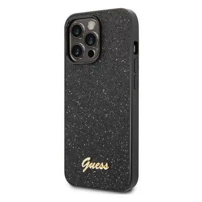 Guess PC/TPU Glitter Flakes Metal Logo kryt iPhone 14 Pro černý