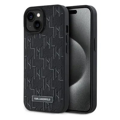 Karl Lagerfeld PU Leather Monogram Metal Logo Magsafe Zadní Kryt pro iPhone 15 Black