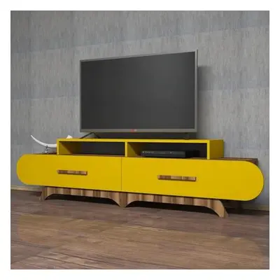 Hanah Home TV Stand Flora - Walnut, Yellow