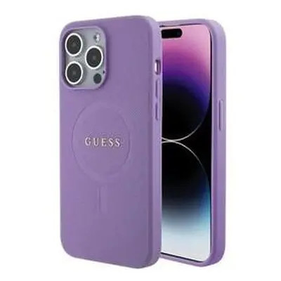 Guess PU Saffiano MagSafe Zadní Kryt pro iPhone 15 Pro Purple