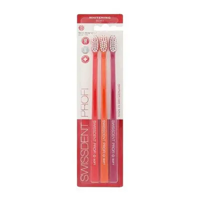 Swissdent Zubní kartáček Whitening Soft 2 + 1 ZDARMA, 3ml, Red,, Orange,, Pink