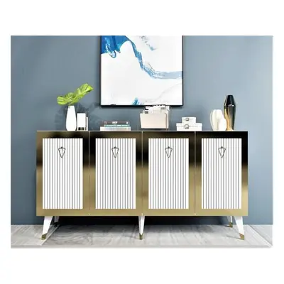 Hanah Home Console Bare - White, Gold