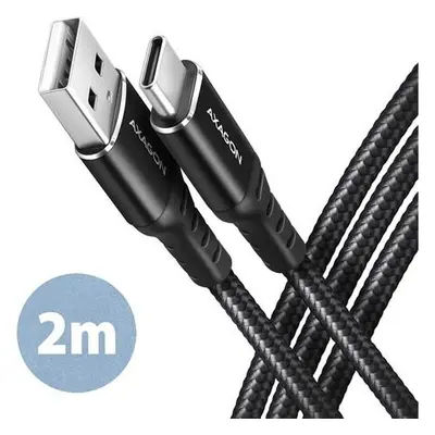 Axagon BUCM-AM20AB HQ USB-C USB-A, USB 2.0, 3A, ALU, oplet, 2m, černý