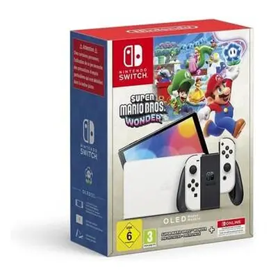 Nintendo Switch OLED bílý + Super Mario Bros. Wonder + 12M NSO