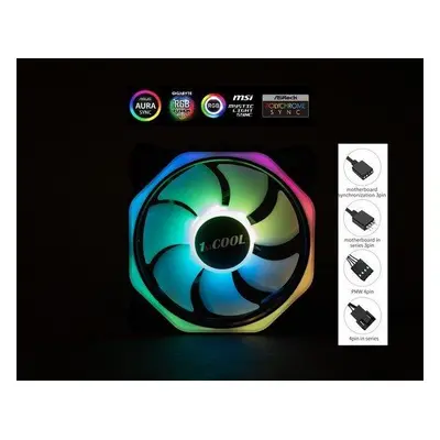 1stCOOL Fan AURA EVO Hexagon 2 ARGB ventilátor 12cm, F12-AURA-EVO-HEXA2