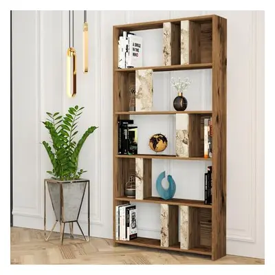 Hanah Home Bookshelf Lima - Walnut, White Marble