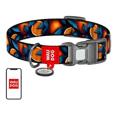 Waudog "Oranges" nylon dog collar with QR code, size S