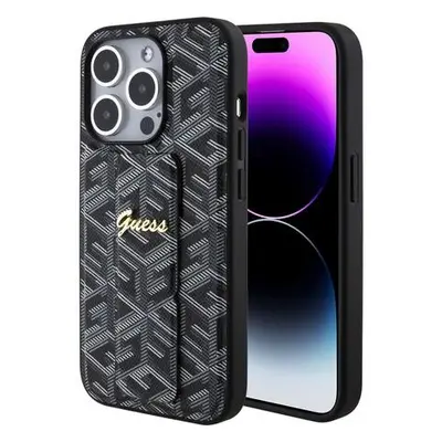 Guess PU Grip Stand G Cube Zadní Kryt pro iPhone 15 Pro Max Black