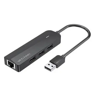 Hub USB 2.0 3-Port with Ethernet Adapter 100Mbps Vention CHPBB 0.15m, Black,