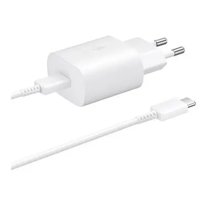 EP-TA800EWE + EP-DA705BWE Samsung 25W Cestovní nabíječka + USB-C/USB-C Datový Kabel White (OOB B