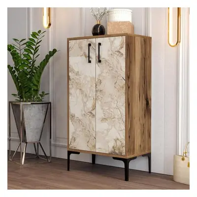 Hanah Home Shoe Cabinet Prag - Walnut, White Marble