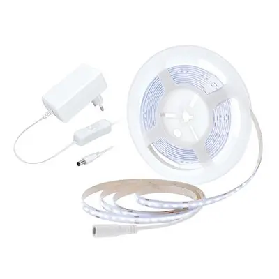 Solight WM59-CW LED COB pásek, sada s adaptérem, vypínač, 5m, 8W/m, 800lm/m, studená bílá