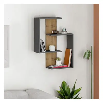 Hanah Home Wall Shelf Paranoid - Anthracite, Dark Oak