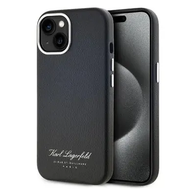 Karl Lagerfeld Grained PU Hotel RSG Zadní Kryt pro iPhone 13 Black