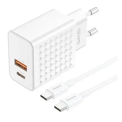 Foneng EU42 USB-C+USB-A 20W power charger + USB-C - USB-C cable (white)