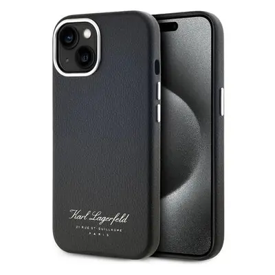 Karl Lagerfeld Grained PU Hotel RSG Zadní Kryt pro iPhone 14 Black