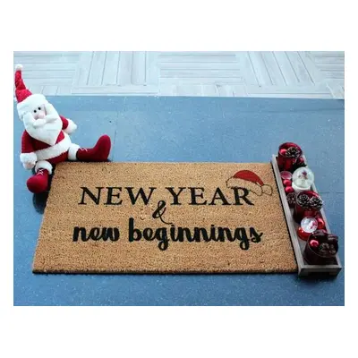 Aberto Design Coco Doormat New Year New Beginnings BrownBlack