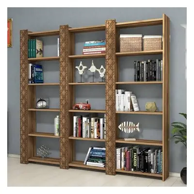 Hanah Home Bookshelf City 3 - Walnut, Walnut Walnut