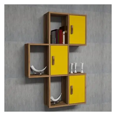 Hanah Home Wall Shelf Flora - Walnut, Yellow