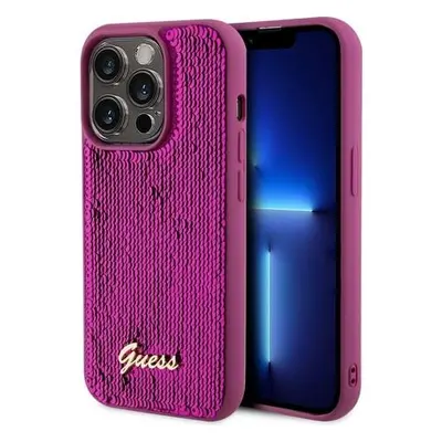 Guess Sequin Script Logo Zadní Kryt pro iPhone 14 Pro Magenta