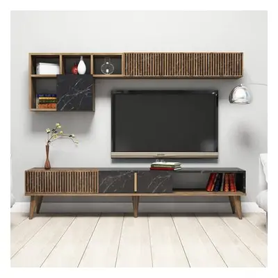 Hanah Home TV Unit Milan - Walnut, Black