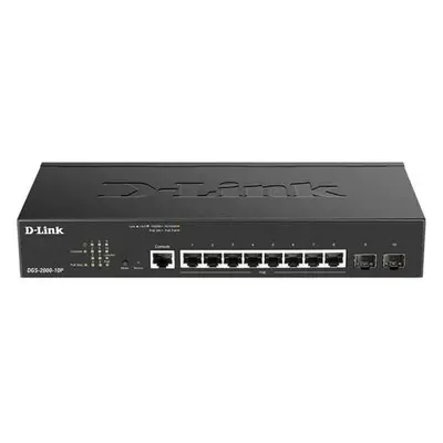 D-Link DGS-2000-10P Managed PoE switch, 8x GbE PoE+, 2x SFP, PoE 65W, fanless, DGS-2000-10P