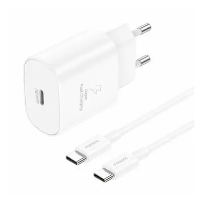 Foneng EU51 USB-C 25W mains charger + USB-C - USB-C cable (white)