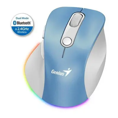 GENIUS Ergo 9000S Pro Light Blue/ duální Bluetooth + 2,4GHz/ 2400 dpi/ bezdrátová/ 6tlačítková/ 