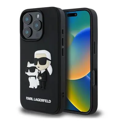 Karl Lagerfeld PU Saffiano Karl and Choupette Zadní Kryt pro iPhone 16 Pro Max Black