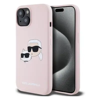 Karl Lagerfeld Liquid Silicone Double Heads Magsafe Zadní Kryt pro iPhone 15 Pink