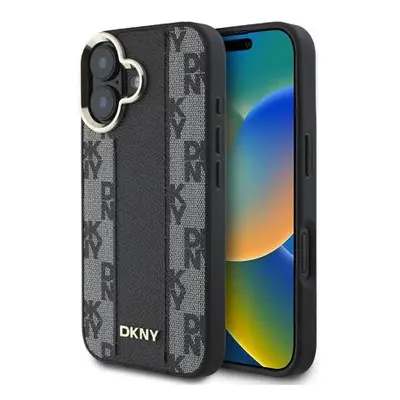 DKNY PU Leather Checkered Pattern Magsafe Zadní Kryt pro iPhone 16 Plus Black