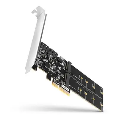 AXAGON PCES-SA4M2, PCIe řadič - 2x interní SATA 6G port + 2x SATA M.2 slot, ASM1164, SP & LP, PC