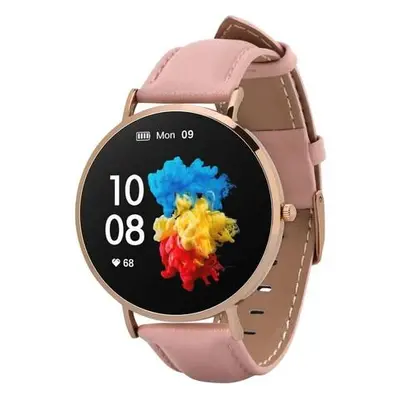 Smartwatch Garett Verona zlatá, růžový řemínek