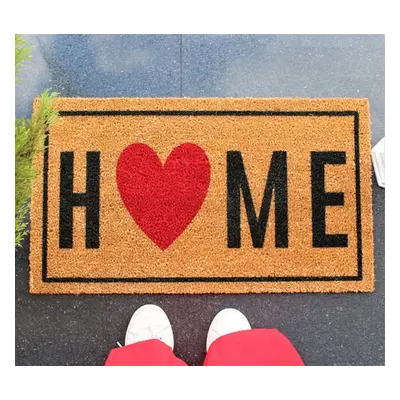 Aberto Design Coco Doormat Home Heart BrownBlack